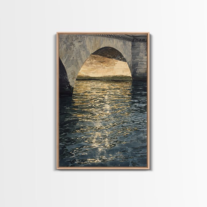 Paris Bridge Reflected Framed Canvas Print, Impressionist Art, Colorful Wall Art, Living Room Decor, Fine Art, Impression, IMP-2x3-87