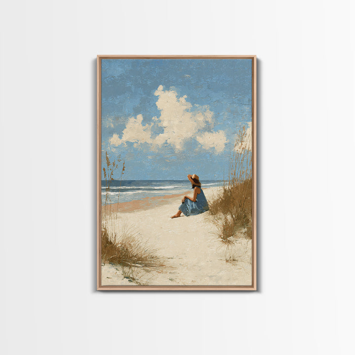 Coastal Beach Figures Canvas Print, Impressionist Art, Gallery Wall Art, Living Room Decor, Oil Painting, Impression, IMP-2x3-99