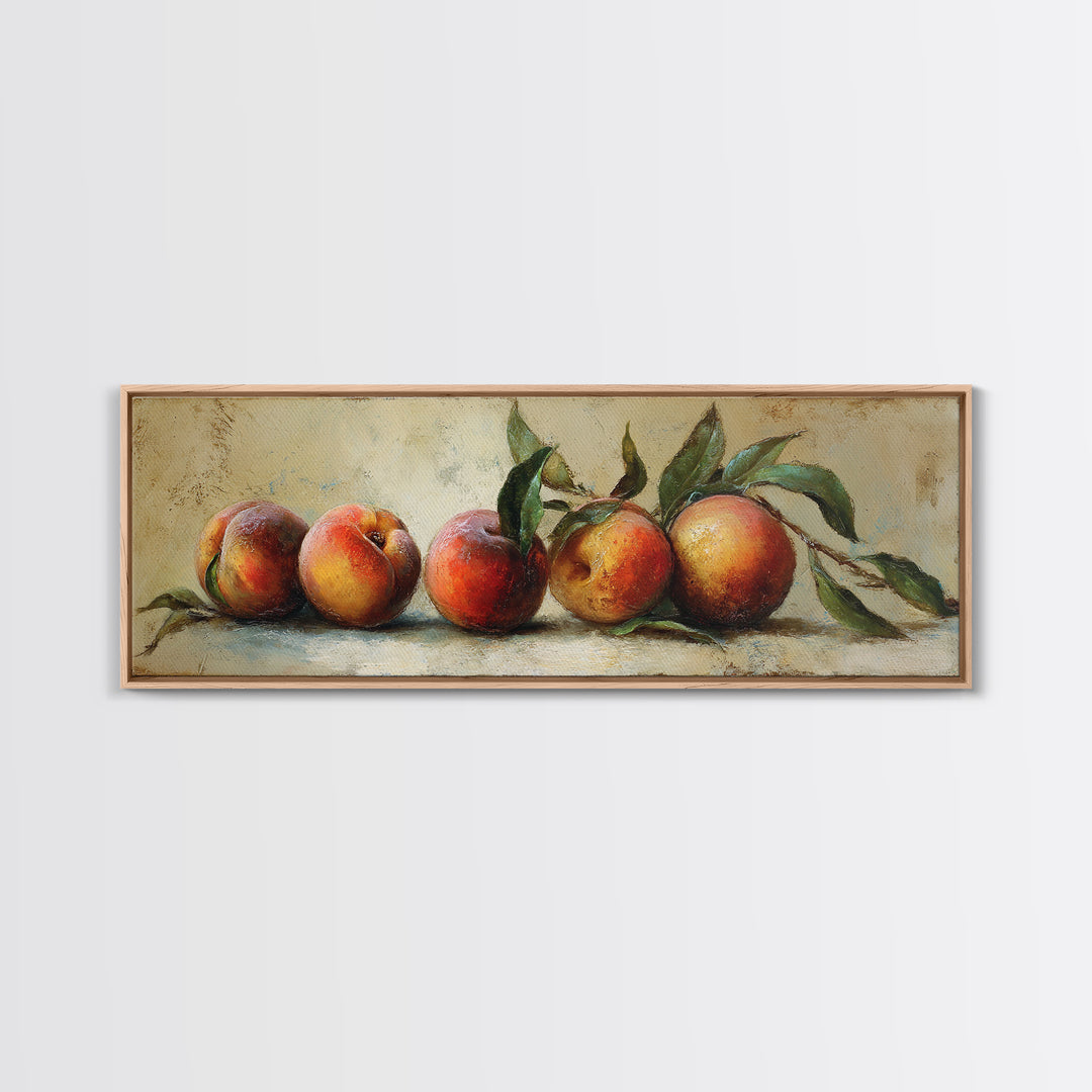 Still Life of Peaches Framed Canvas Print, Impressionist Art, Gallery Decor, Living Room Decor, Fine Art, Impression, IMP-3x1-15
