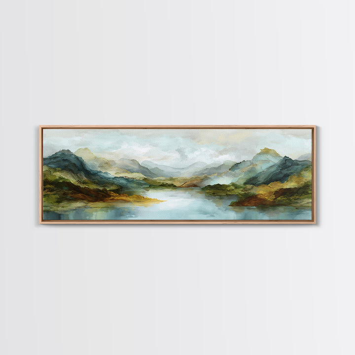 Mountain Lake with Sparkling Reflections Canvas Print, Impressionist Art, Abstract Painting, Living Room Decor, Impression, IMP-3x1-16