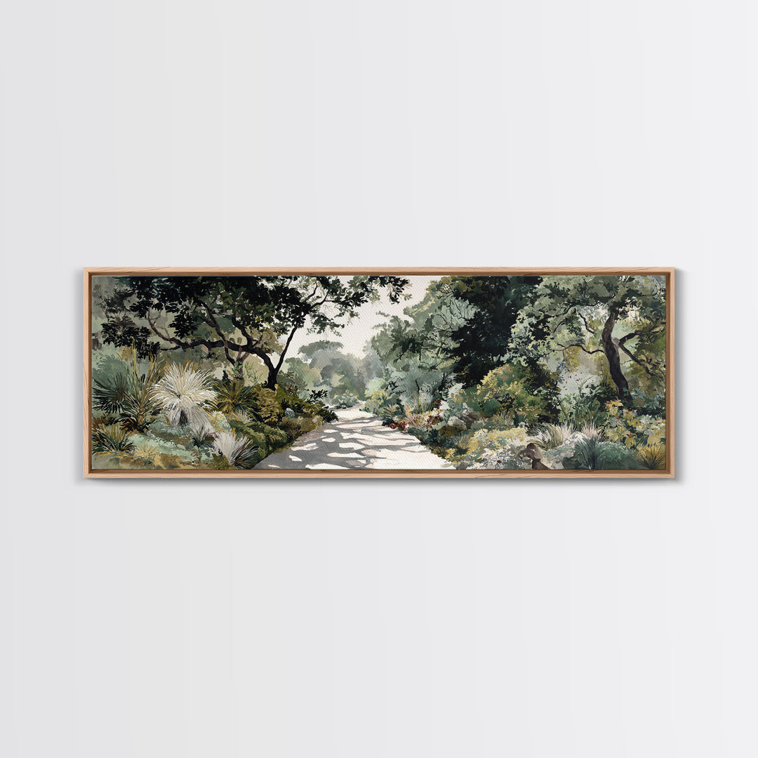 Garden Path Covered Framed Canvas Print, Impressionist Art, Living Room Decor, Watercolor Art, Impression, Landscape Art, IMP-3x1-18