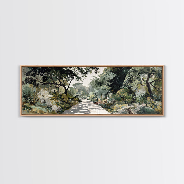 Garden Path Covered Framed Canvas Print, Impressionist Art, Living Room Decor, Watercolor Art, Impression, Landscape Art, IMP-3x1-18