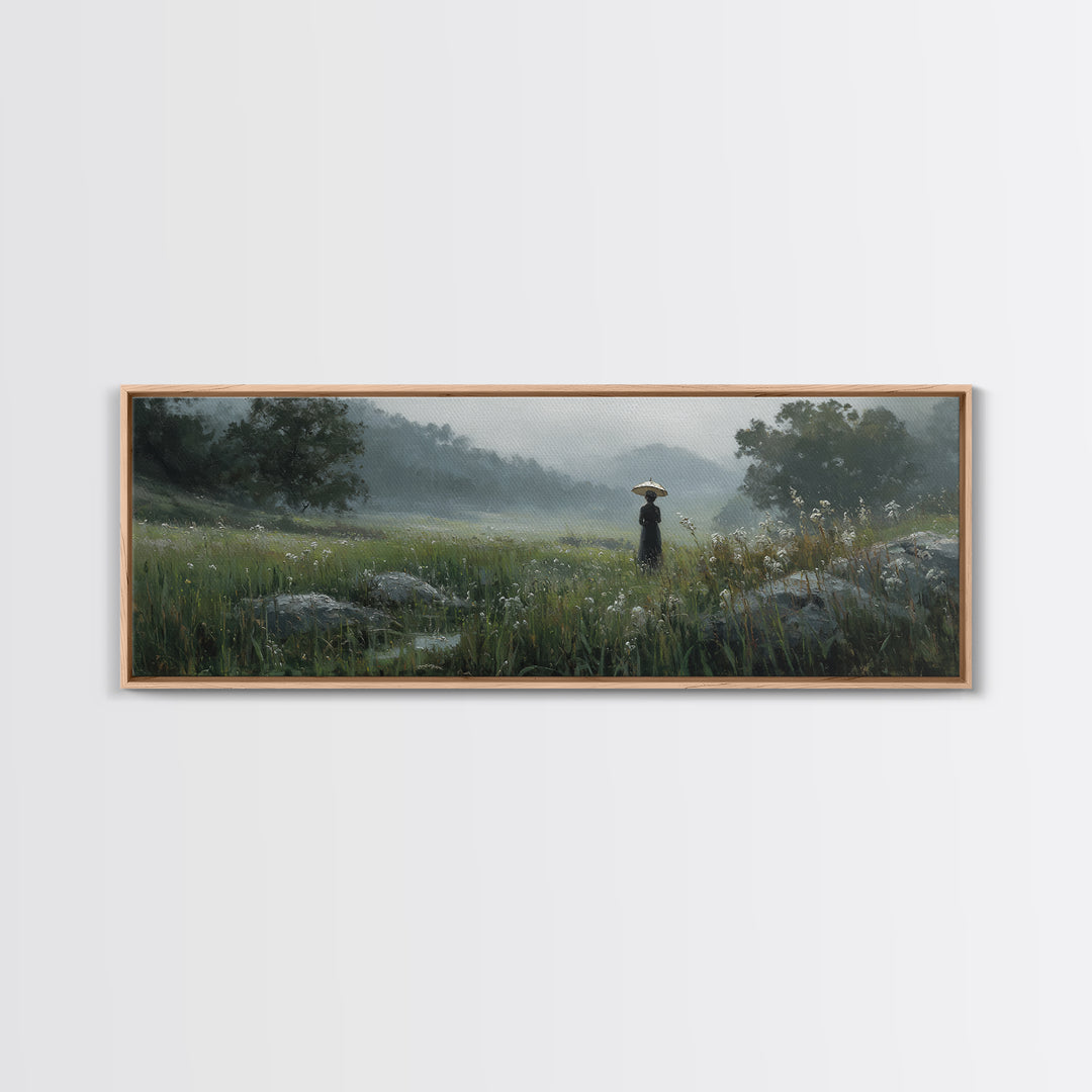 Woman with Parasol in Breezy Meadow Canvas Print, Impressionist Art, Luxury Decor, Living Room Decor, Fine Art, Impression, IMP-3x1-19