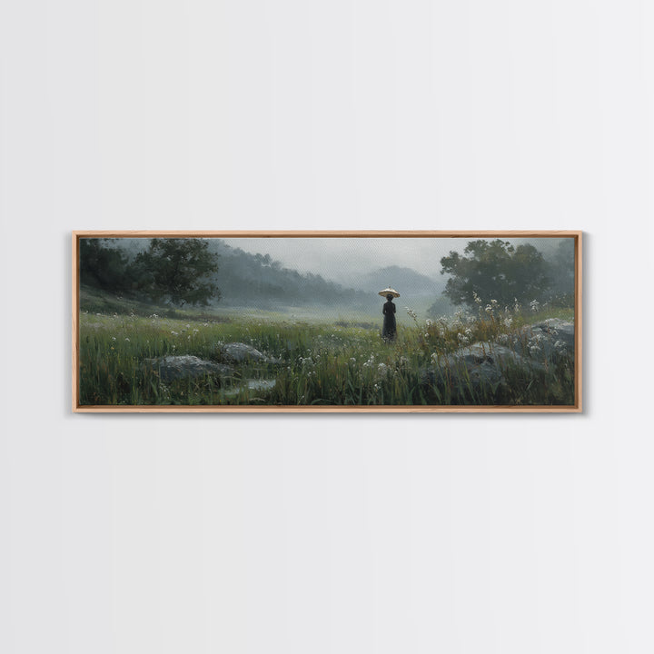 Woman with Parasol in Breezy Meadow Canvas Print, Impressionist Art, Luxury Decor, Living Room Decor, Fine Art, Impression, IMP-3x1-19