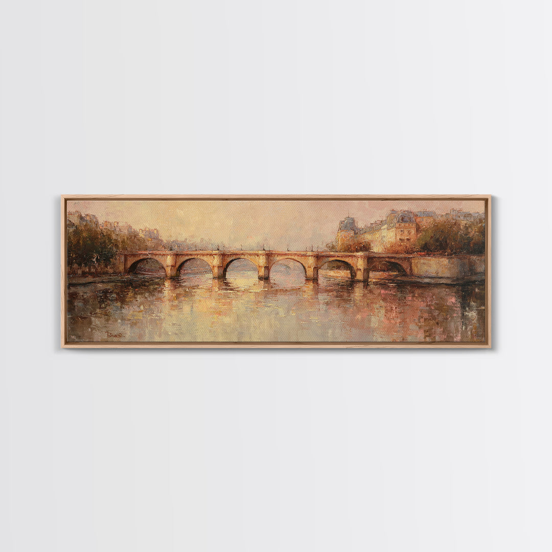 Paris Bridge Reflected Framed Canvas Print, Impressionist Art, Room Decor, Living Room Decor, Fine Art, Impression, IMP-3x1-23
