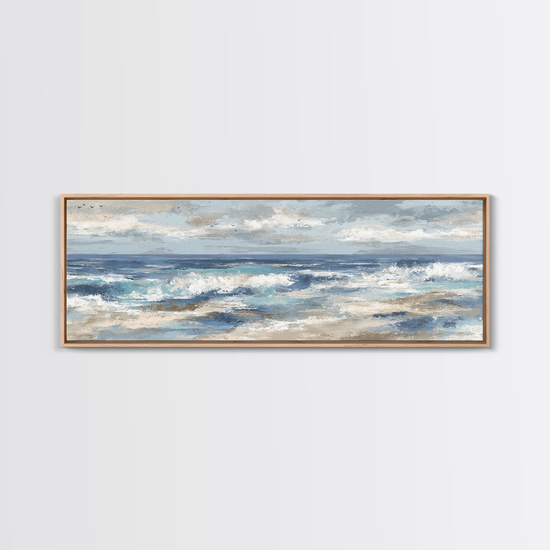 Coastal Beach Figures Canvas Print, Impressionist Art, Minimalist Decor, Living Room Decor, Impression, Textured Wall Art, IMP-3x1-35