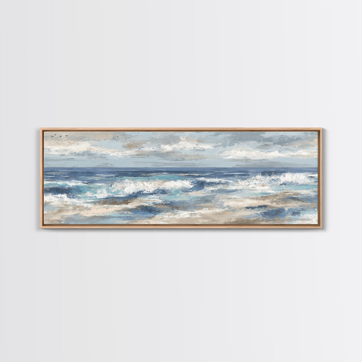 Coastal Beach Figures Canvas Print, Impressionist Art, Minimalist Decor, Living Room Decor, Impression, Textured Wall Art, IMP-3x1-35