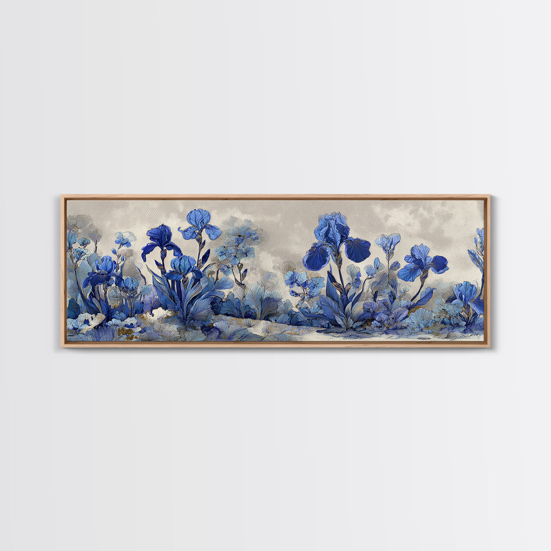 Iris Garden with Blue Violet Strokes Canvas Print, Impressionist Art, Gallery Decor, Living Room Decor, Fine Art, Impression, IMP-3x1-36