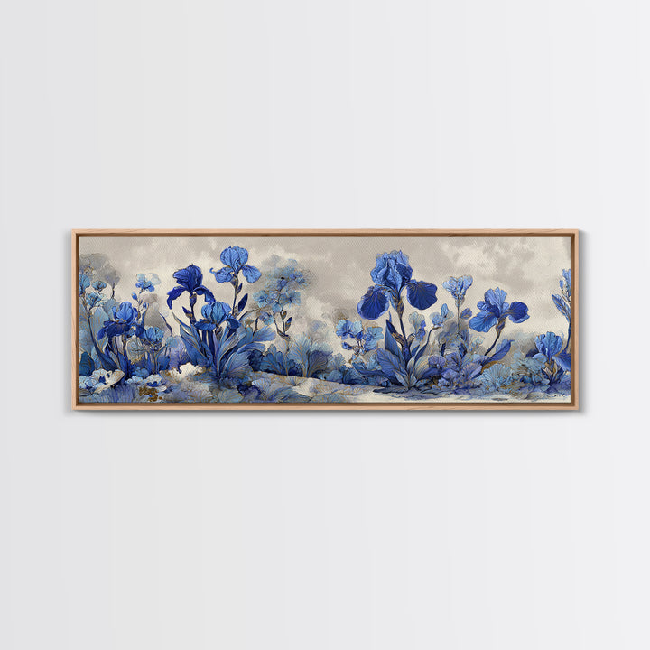 Iris Garden with Blue Violet Strokes Canvas Print, Impressionist Art, Gallery Decor, Living Room Decor, Fine Art, Impression, IMP-3x1-36