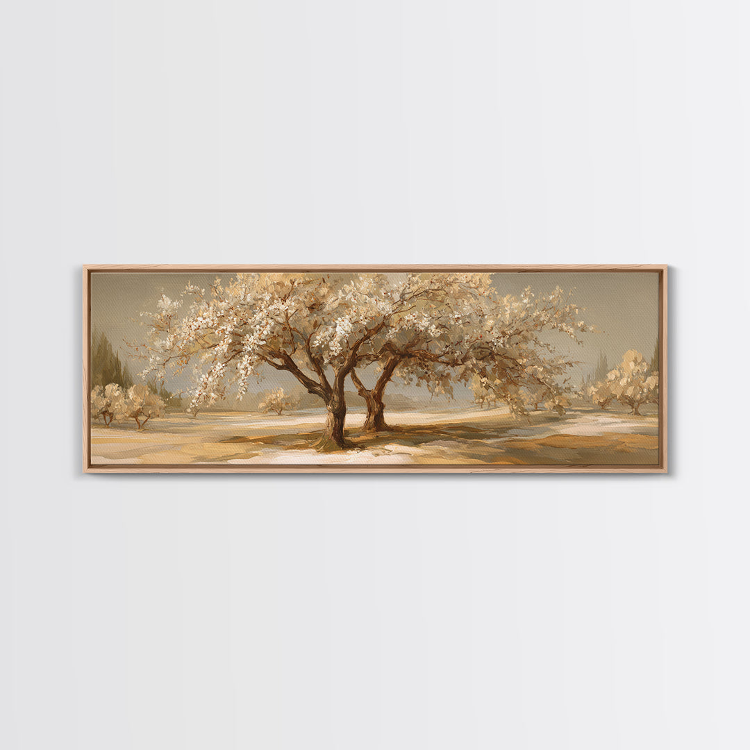 Apple Tree in Summer Orchard Framed Canvas Print, Impressionist Art, Flower Print, Living Room Decor, Fine Art, Impression, IMP-3x1-57