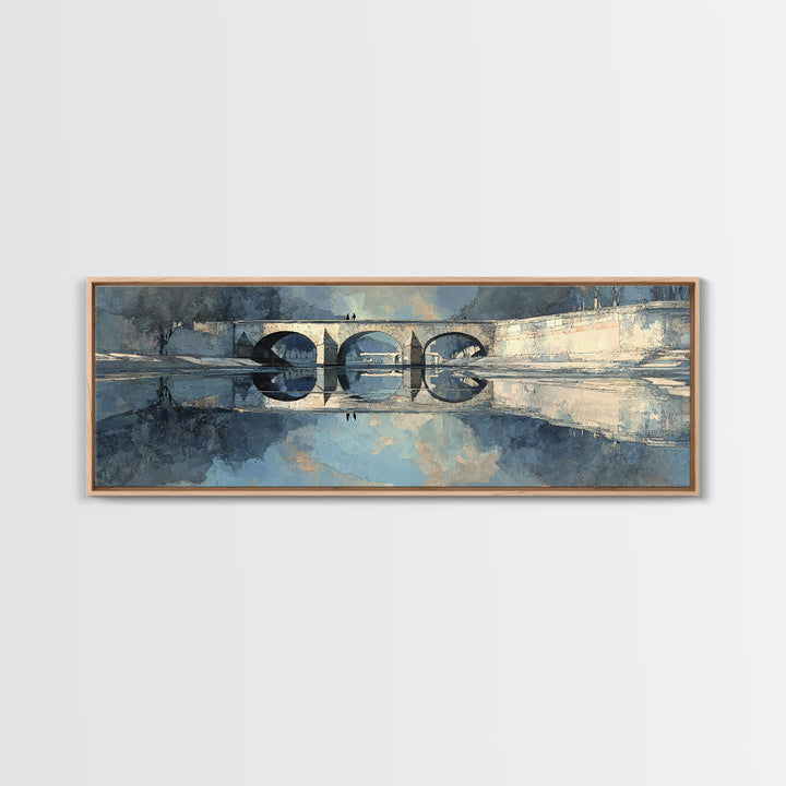 Paris Bridge Reflected Canvas Print, Impressionist Art, Farmhouse Decor, Living Room Decor, Impression, Landscape Wall Art, IMP-3x1-71
