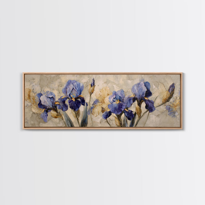 Iris Garden with Blue Violet Strokes Canvas Print, Impressionist Art, Printable Wall Art, Living Room Decor, Impression, IMP-3x1-84