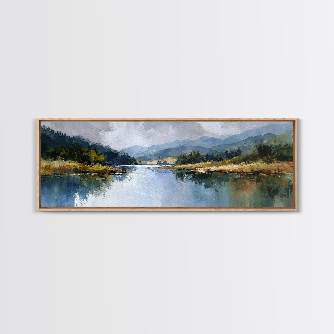 Mountain Lake with Sparkling Reflections Canvas Print, Impressionist Art, Wall Art, Living Room Decor, Fine Art, Impression, IMP-3x1-88