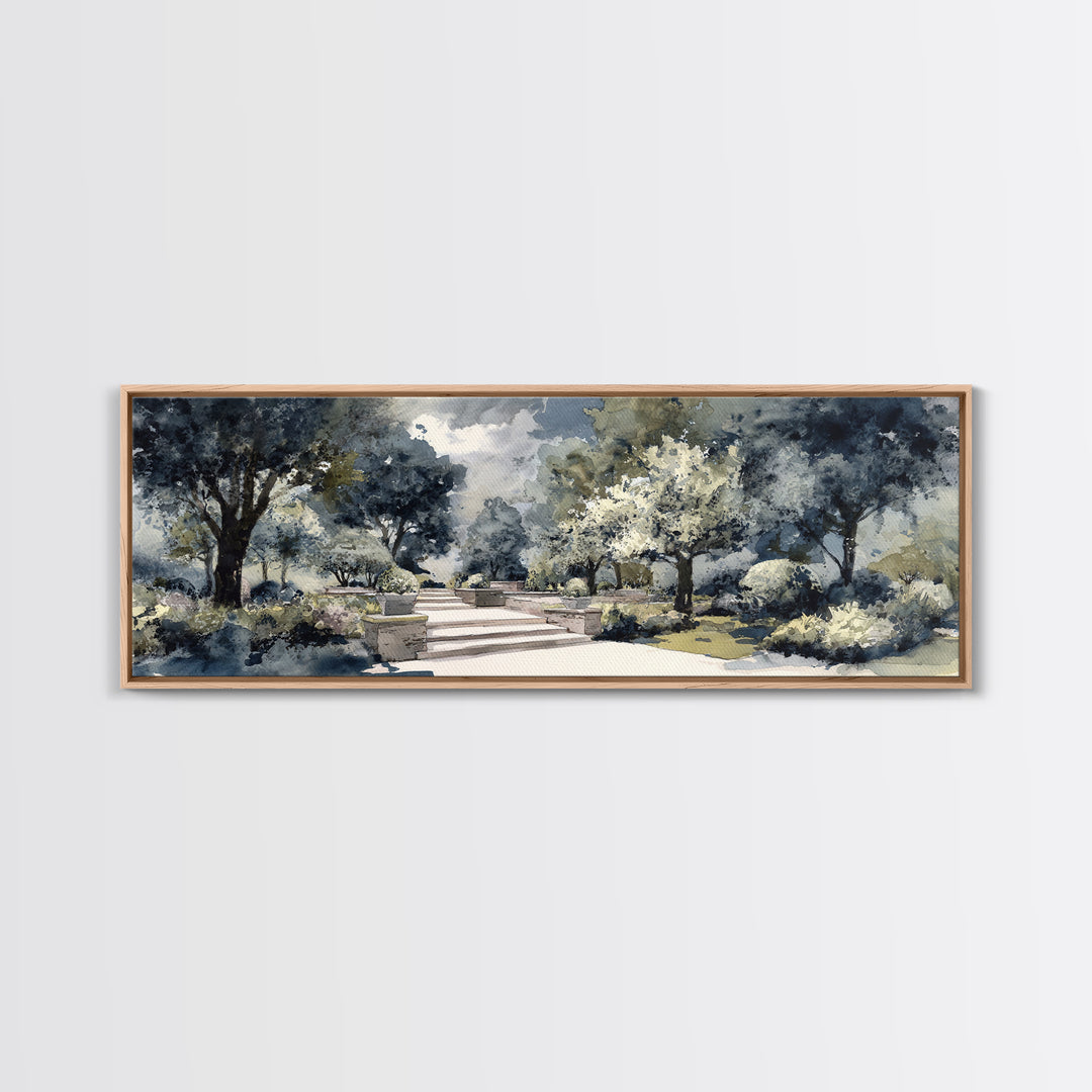 Garden Path Covered Framed Canvas Print, Impressionist Art, Landscape Wall Art, Living Room Decor, Fine Art, Impression, IMP-3x1-90