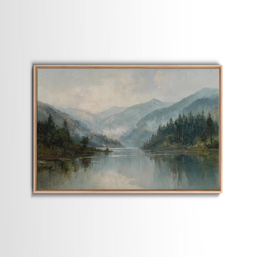 Mountain Lake with Sparkling Reflections Canvas Print, Impressionist Art, Abstract Painting, Living Room Decor, Impression, IMP-3x2-28