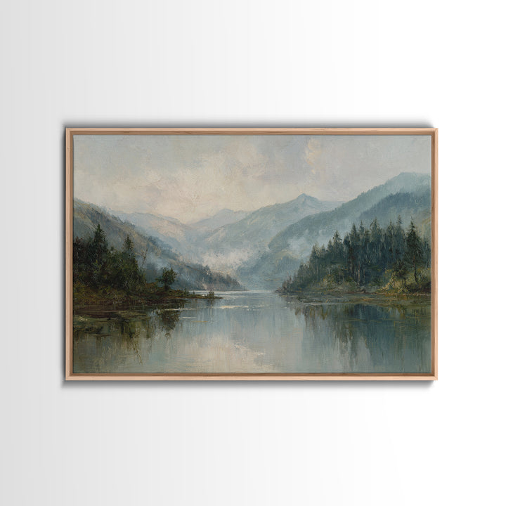Mountain Lake with Sparkling Reflections Canvas Print, Impressionist Art, Abstract Painting, Living Room Decor, Impression, IMP-3x2-28