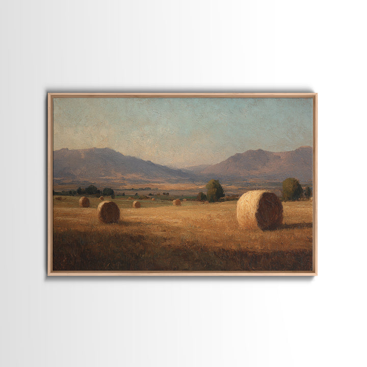 Haystacks Glowing at Golden Hour Canvas Print, Impressionist Art, Colorful Wall Art, Living Room Decor, Fine Art, Impression, IMP-3x2-32