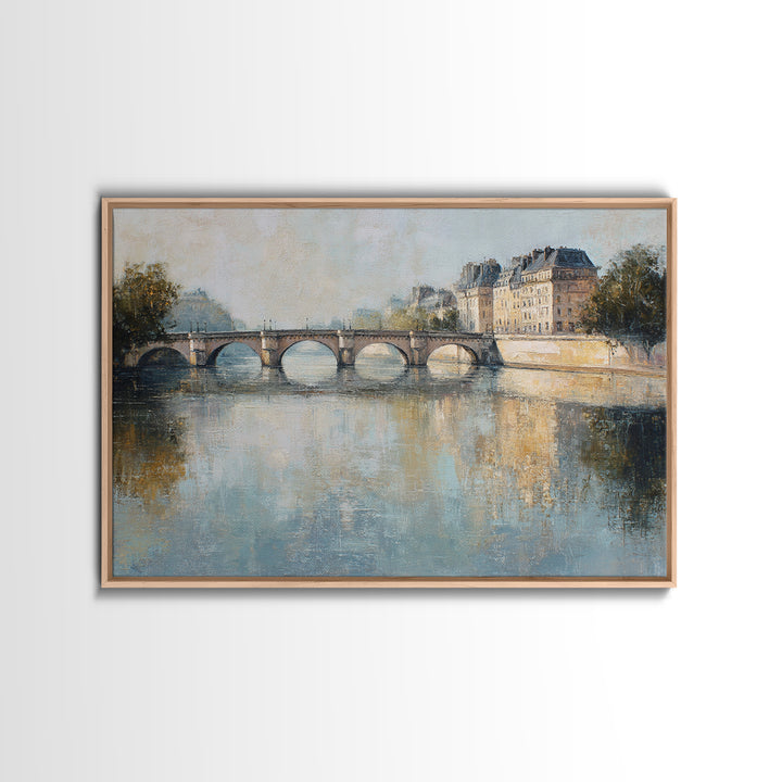 Paris Bridge Reflected Framed Canvas Print, Impressionist Art, Room Decor, Living Room Decor, Fine Art, Impression, IMP-3x2-35
