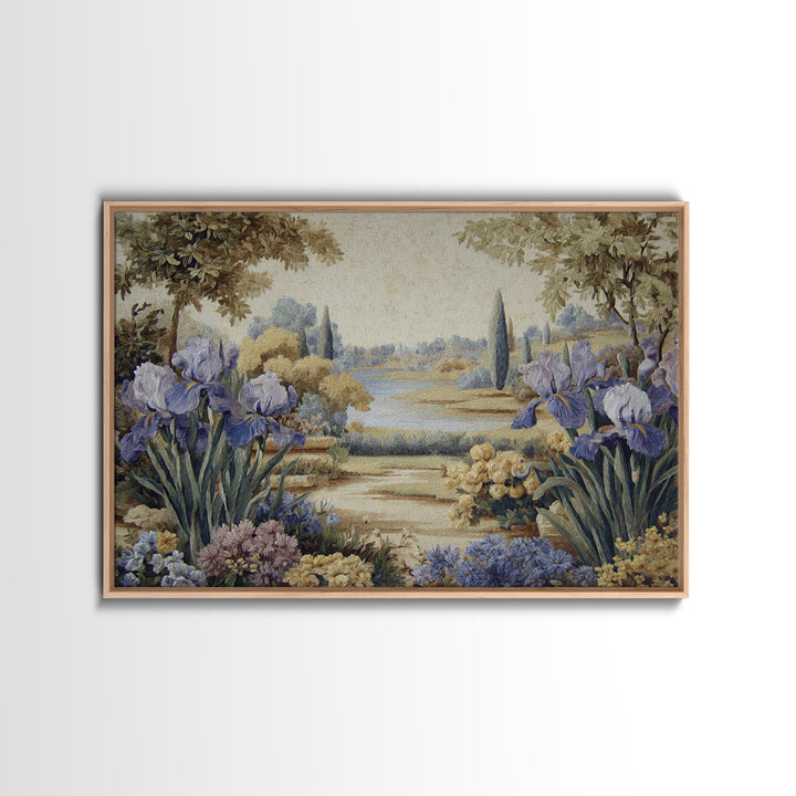 Iris Garden with Blue Violet Strokes Canvas Print, Impressionist Art, Living Room Decor, Watercolor Art, Impression, IMP-3x2-72