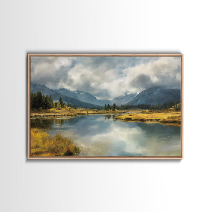 Mountain Lake with Sparkling Reflections Canvas Print, Impressionist Art, Luxury Decor, Living Room Decor, Fine Art, Impression, IMP-3x2-76