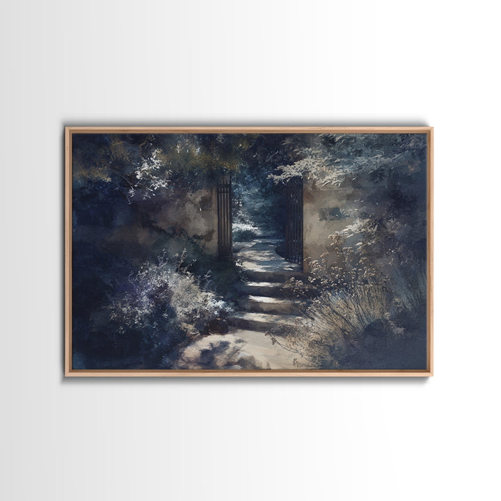 Garden Path Covered Framed Canvas Print, Impressionist Art, Flower Print, Living Room Decor, Watercolor Art, Impression, IMP-3x2-78