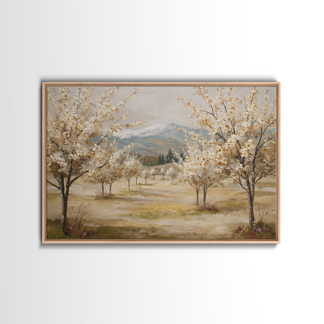 Spring Orchard with Blossoming Trees Canvas Print, Impressionist Art, Living Room Art, Living Room Decor, Impression, IMP-3x2-82