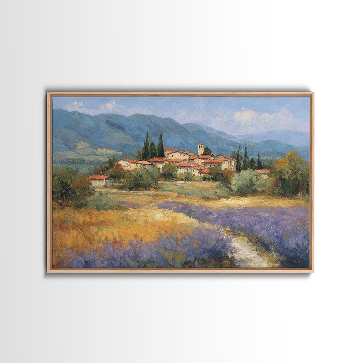 Sunset over Lavender Field Framed Canvas Print, Impressionist Art, Landscape Wall Art, Living Room Decor, Fine Art, Impression, IMP-3x2-90
