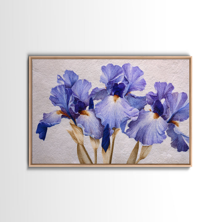 Iris Garden with Blue Violet Strokes Canvas Print, Impressionist Art, Printable Wall Art, Living Room Decor, Impression, IMP-3x2-96