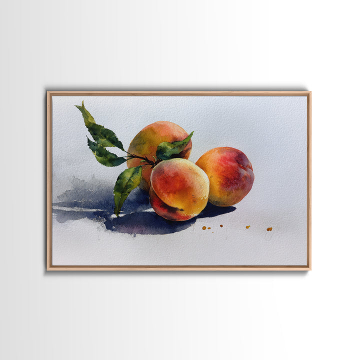 Still Life of Peaches Framed Canvas Print, Impressionist Art, Textured Wall Art, Living Room Decor, Fine Art, Impression, IMP-3x2-99