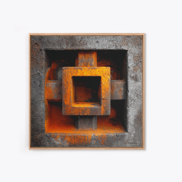 Abstract Smoke and Steel Shapes Framed Canvas Print, Industrial Art, Living Room Art, Living Room Decor, Abstract Art, Foundry, IND-1x1-24