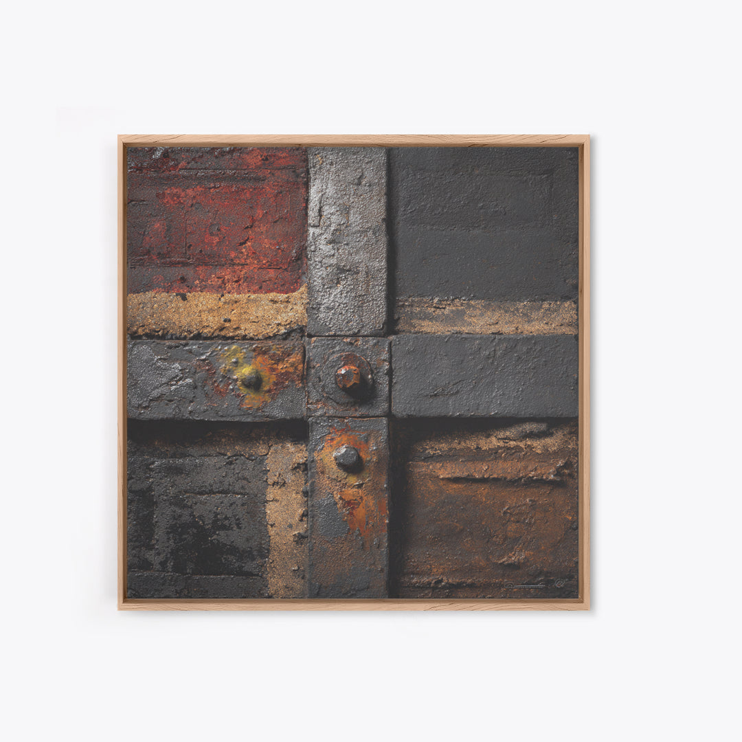 Exposed Brick Texture Abstract Framed Canvas Print, Industrial Art, Art Prints, Living Room Decor, Fine Art, Foundry, IND-1x1-28