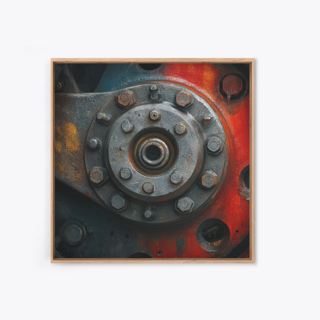 Steam Locomotive Wheel Closeup Canvas Print, Industrial Art, Modern Decor, Living Room Decor, Oil Painting, Foundry, Wall Decor, IND-1x1-30