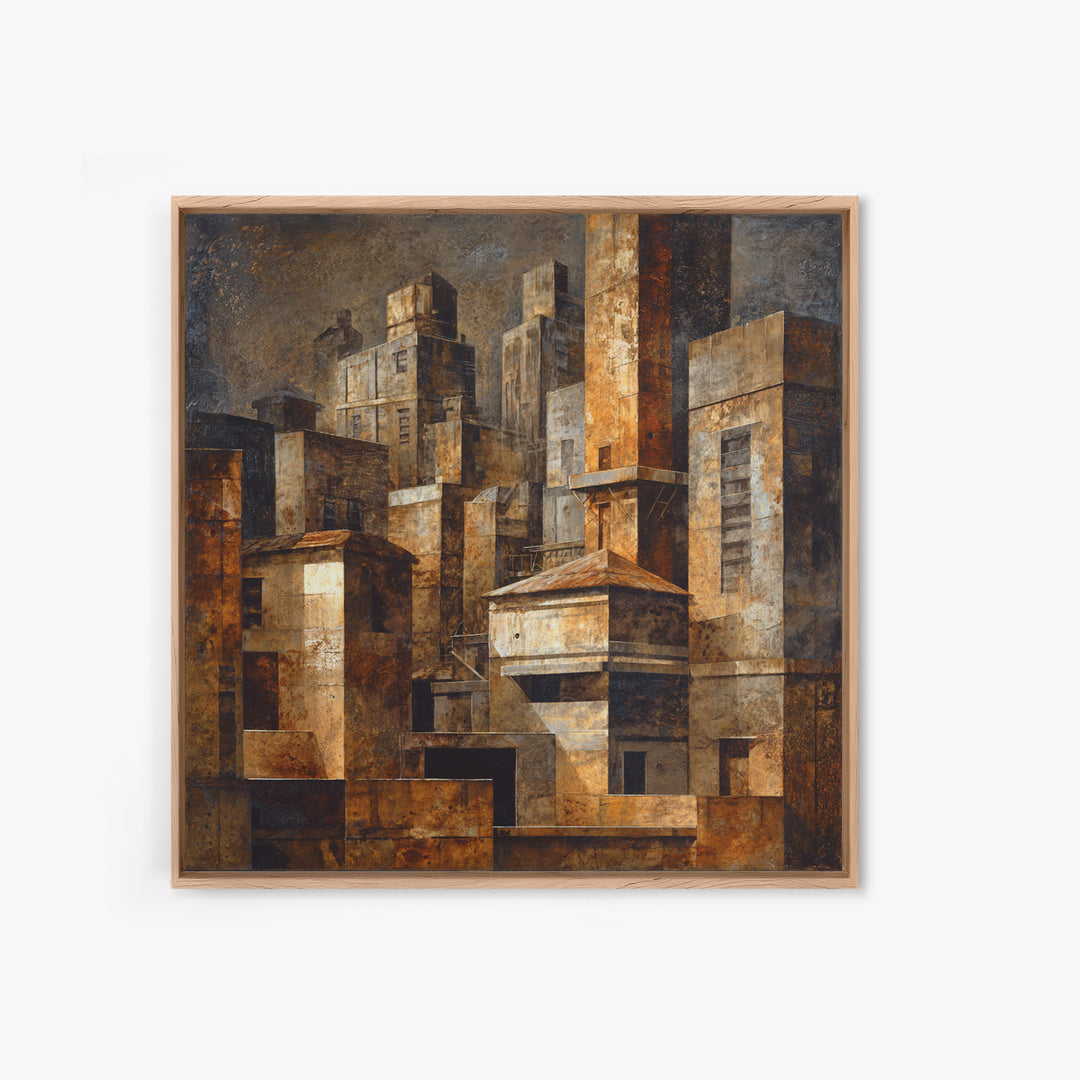 Industrial City Skyline Canvas Print, Industrial Art, Printables, Living Room Decor, Abstract Art, Foundry, Industrial Decor, IND-1x1-36