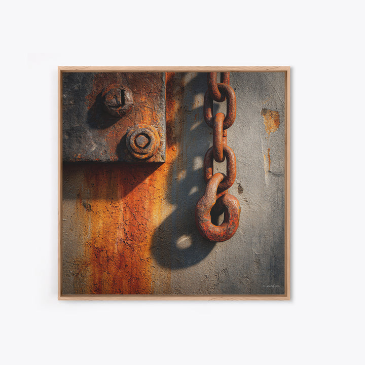 Chain and Hook Still Life Framed Canvas Print, Industrial Art, Room Decor, Living Room Decor, Fine Art, Foundry, Printables, IND-1x1-40