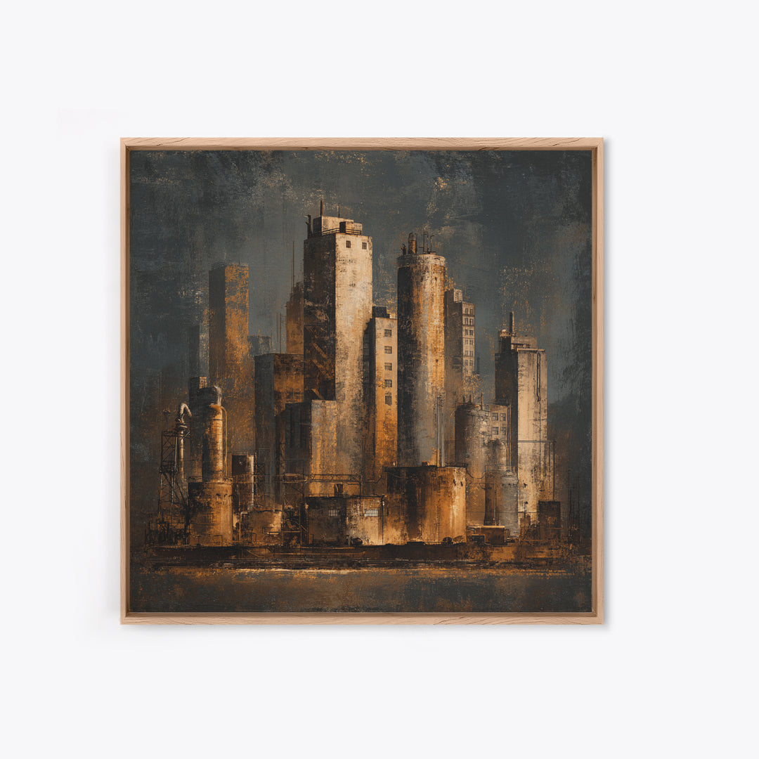 Industrial City Skyline Canvas Print, Industrial Art, Modern Art, Living Room Decor, Abstract Art, Foundry, Modern Decor, IND-1x1-60