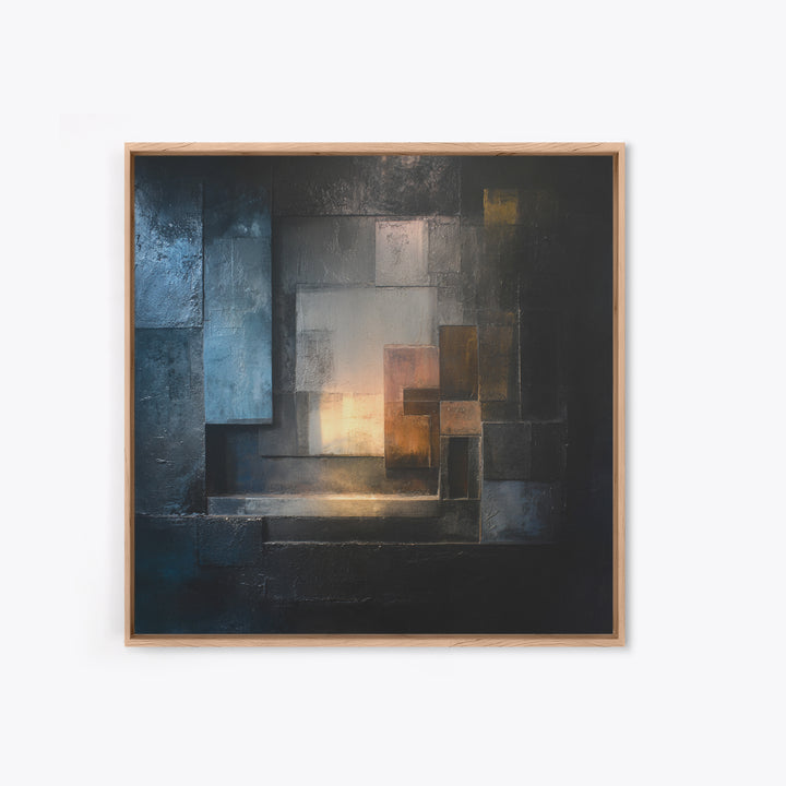 Abstract Smoke and Steel Shapes Framed Canvas Print, Industrial Art, Contemporary Art, Living Room Decor, Fine Art, Foundry, IND-1x1-72