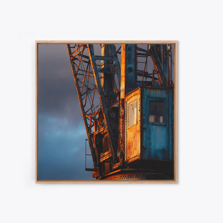 Warehouse Crane Silhouette Framed Canvas Print, Industrial Art, Luxury Decor, Living Room Decor, Oil Painting, Foundry, IND-1x1-79
