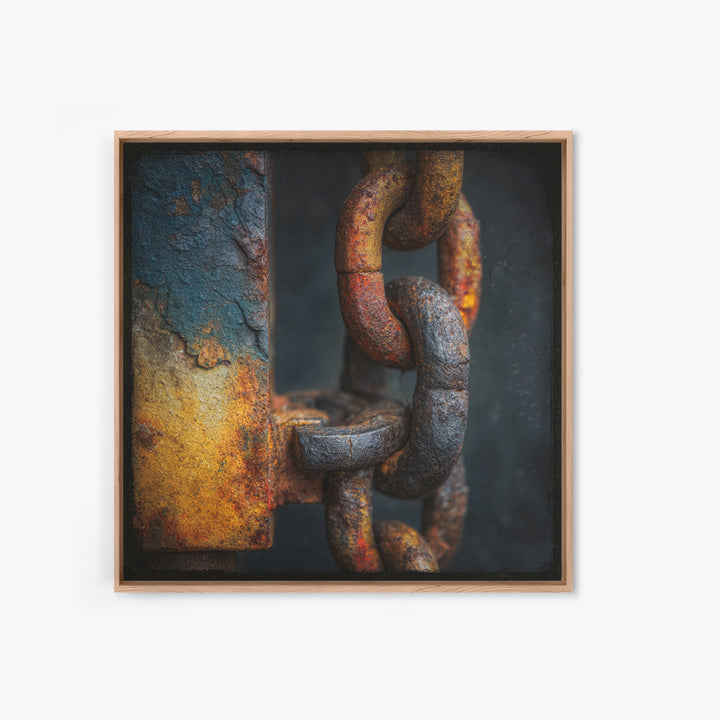 Chain and Hook Still Life Framed Canvas Print, Industrial Art, Wall Art, Living Room Decor, Fine Art, Foundry, Original Art, IND-1x1-88