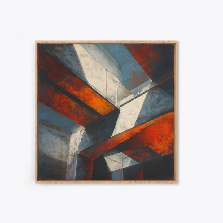 Steel Beams Crossing Like Abstract Lines Canvas Print, Industrial Art, Digital Prints, Living Room Decor, Abstract Art, Foundry, IND-1x1-89