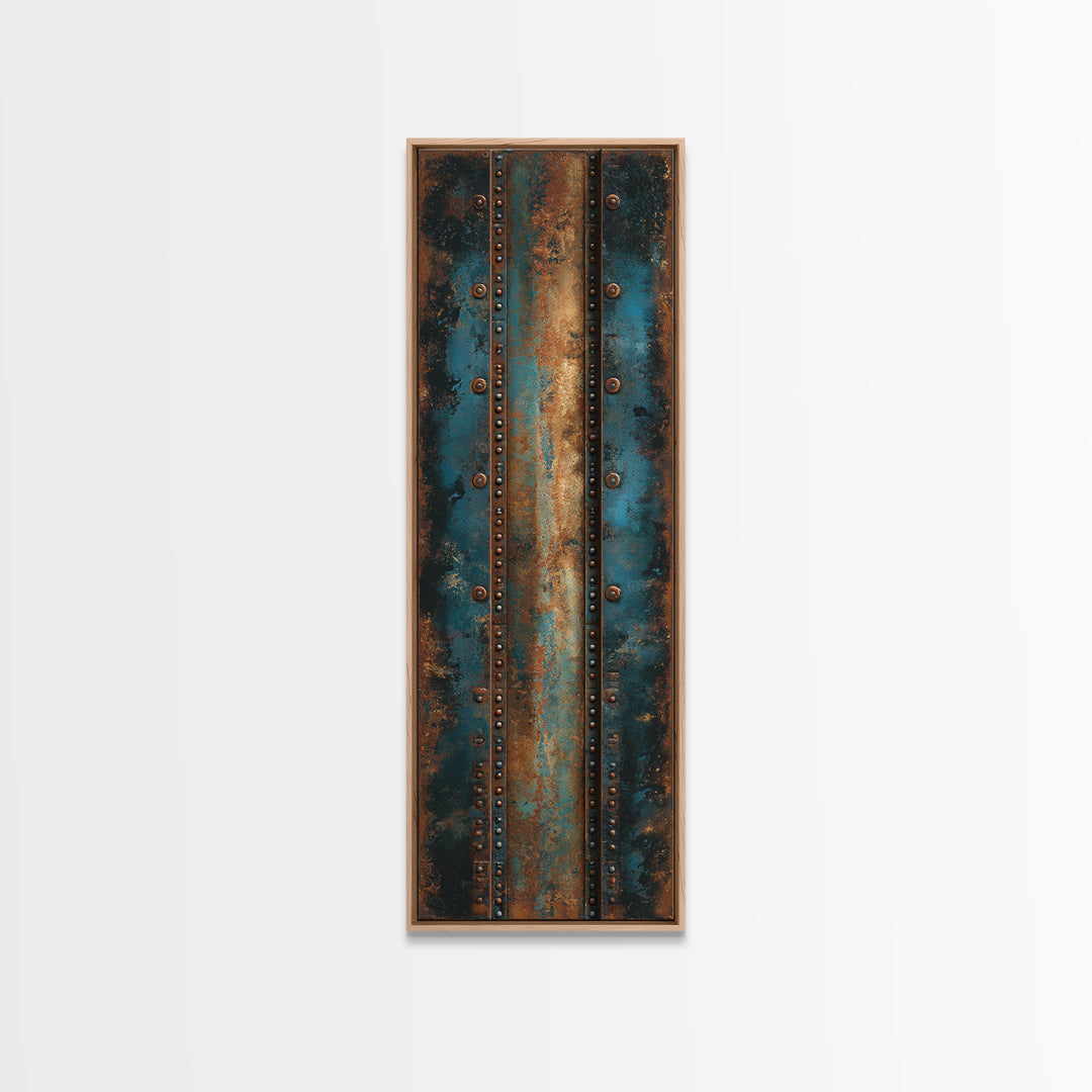 Riveted Metal Panel Texture Study Canvas Print, Industrial Art, Black and White Art, Living Room Decor, Fine Art, Foundry, IND-1x3-10