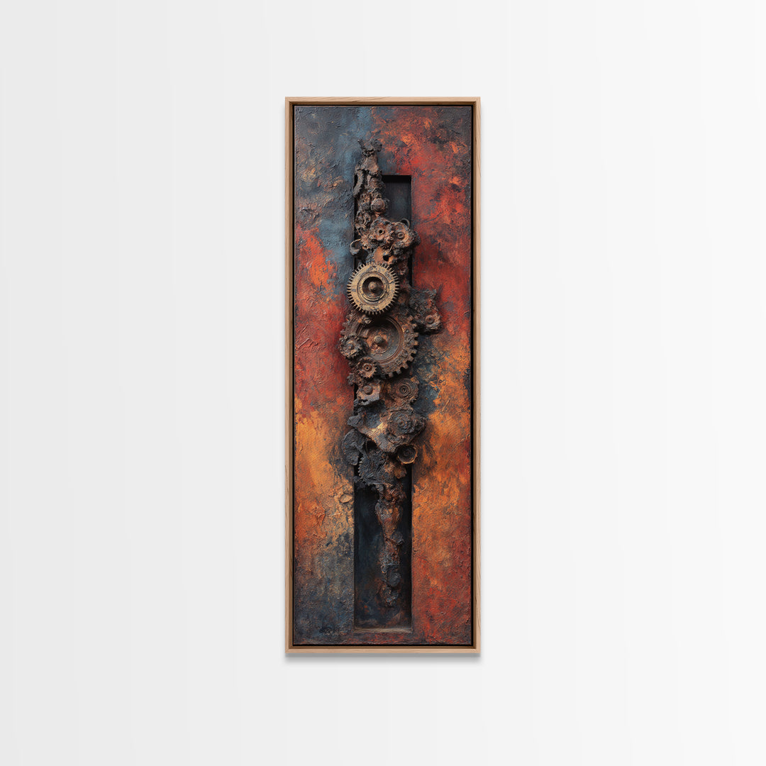 Rusted Gears Arranged as Sculptural Still Life Canvas Print, Industrial Art, Digital Prints, Living Room Decor, Foundry, IND-1x3-37