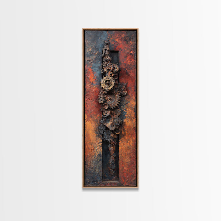 Rusted Gears Arranged as Sculptural Still Life Canvas Print, Industrial Art, Digital Prints, Living Room Decor, Foundry, IND-1x3-37