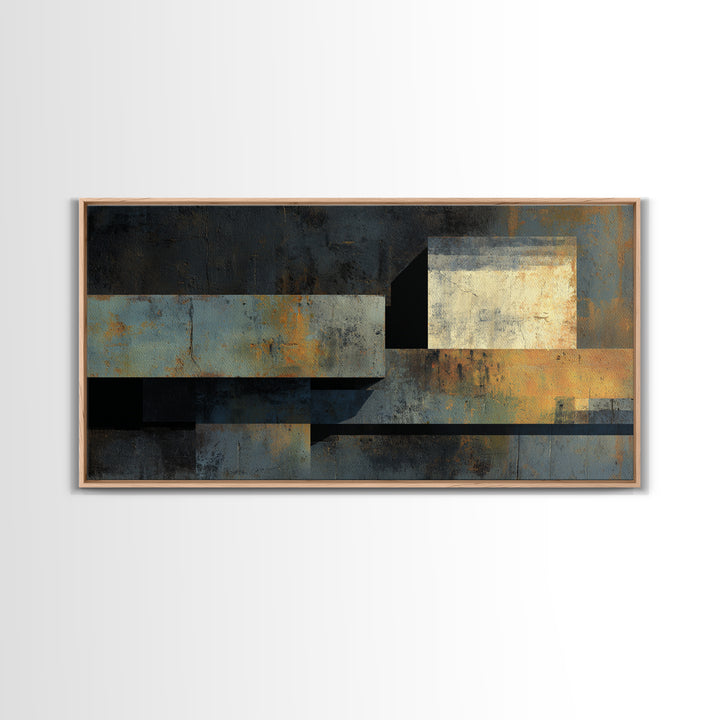 Concrete Wall Abstract Framed Canvas Print, Industrial Art, Printable Art, Living Room Decor, Abstract Art, Foundry, IND-2x1-29