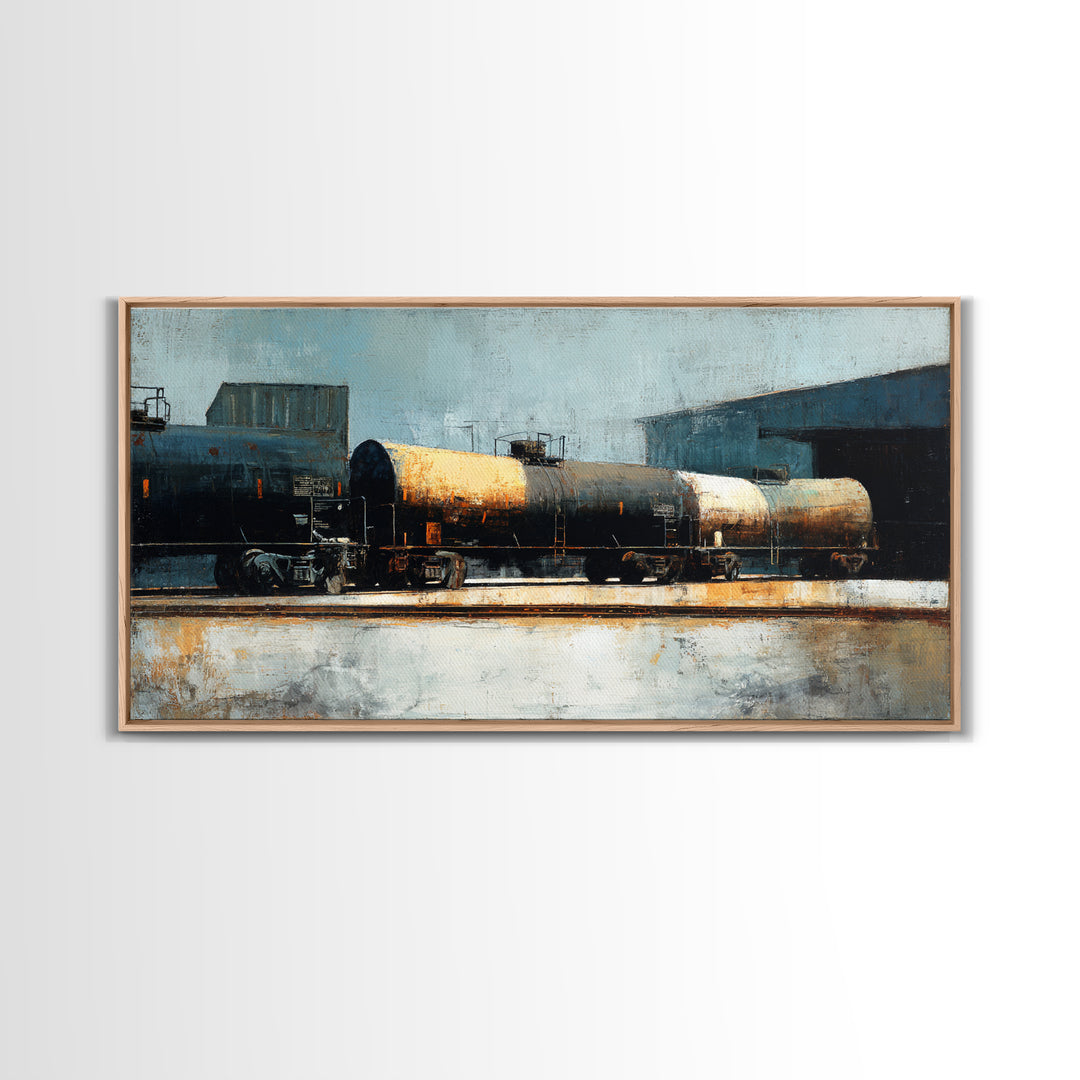 Urban Rail Yard Canvas Print, Industrial Art, Original Art, Living Room Decor, Foundry, Steampunk Decor, Bauhaus Poster, IND-2x1-41