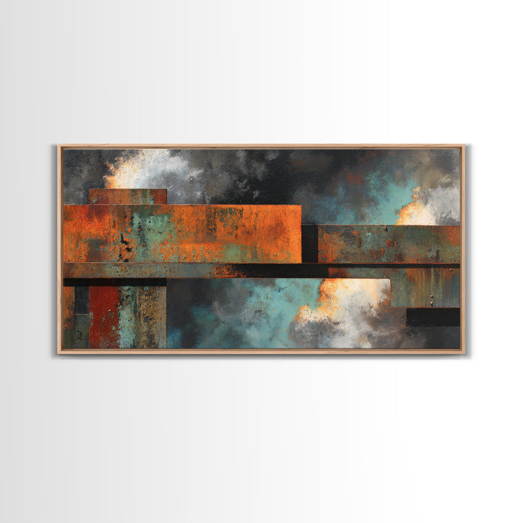 Steel Beams Crossing Like Abstract Lines Canvas Print, Industrial Art, Black and White Wall Art, Living Room Decor, Foundry, IND-2x1-61