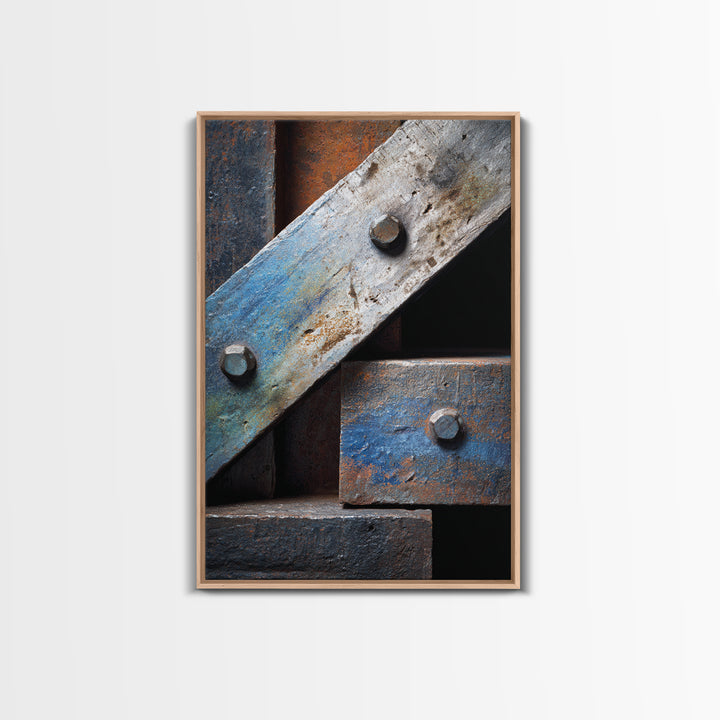 Steel Beams Crossing Like Abstract Lines Framed Canvas Print, Industrial Art, Printable Art, Living Room Decor, Foundry, IND-2x3-1