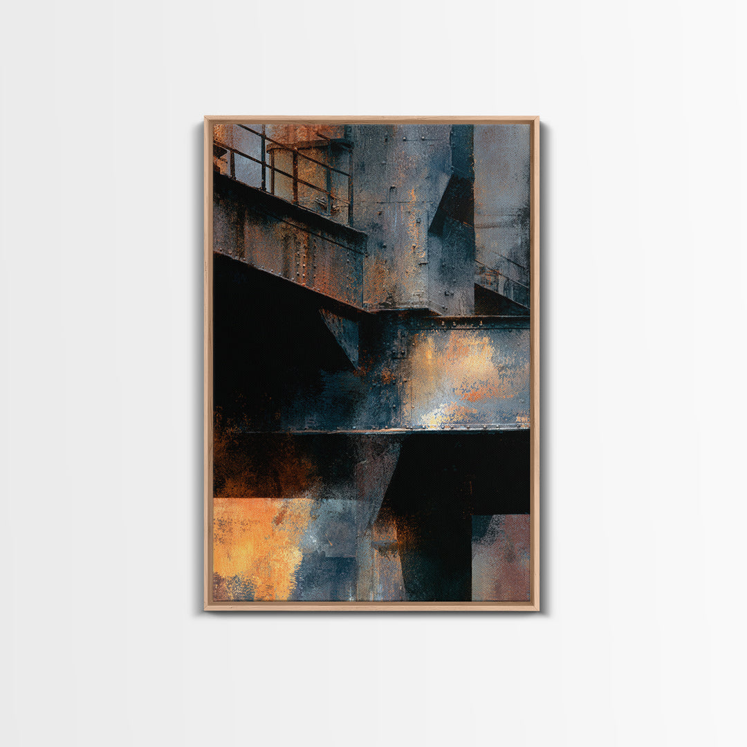 Urban Rail Yard Canvas Print, Industrial Art, Abstract Wall Art, Living Room Decor, Watercolor Art, Foundry, IND-2x3-29
