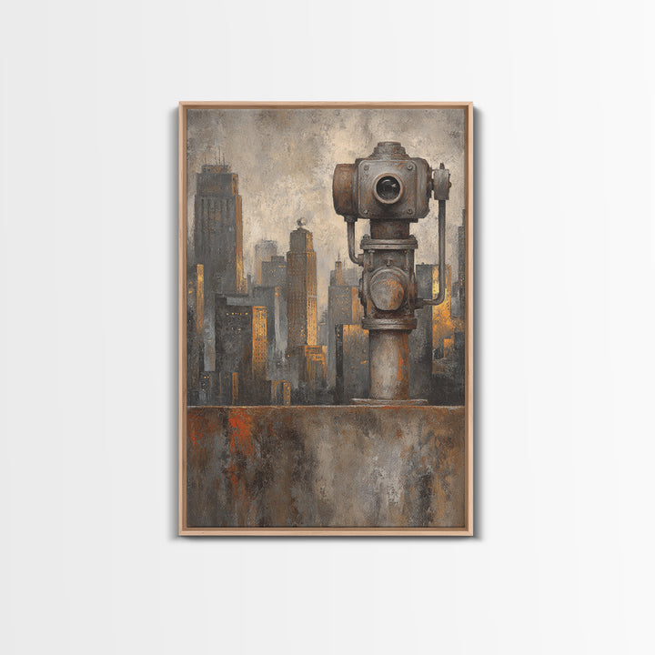 Industrial City Skyline Framed Canvas Print, Industrial Art, Living Room Decor, Abstract Art, Foundry, Abstract Wall Art, IND-2x3-44