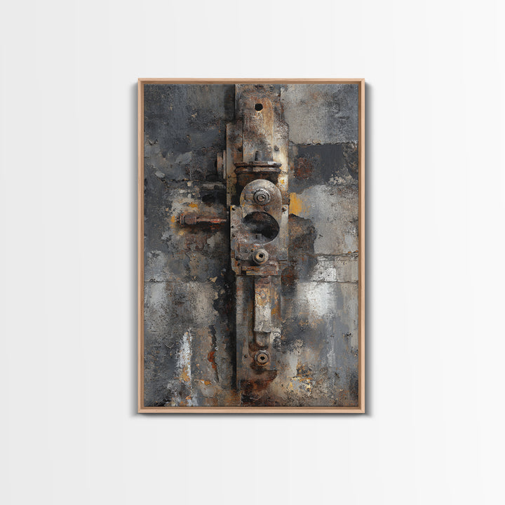 Abstract Smoke and Steel Shapes Framed Canvas Print, Industrial Art, Art Prints, Living Room Decor, Fine Art, Foundry, IND-2x3-56
