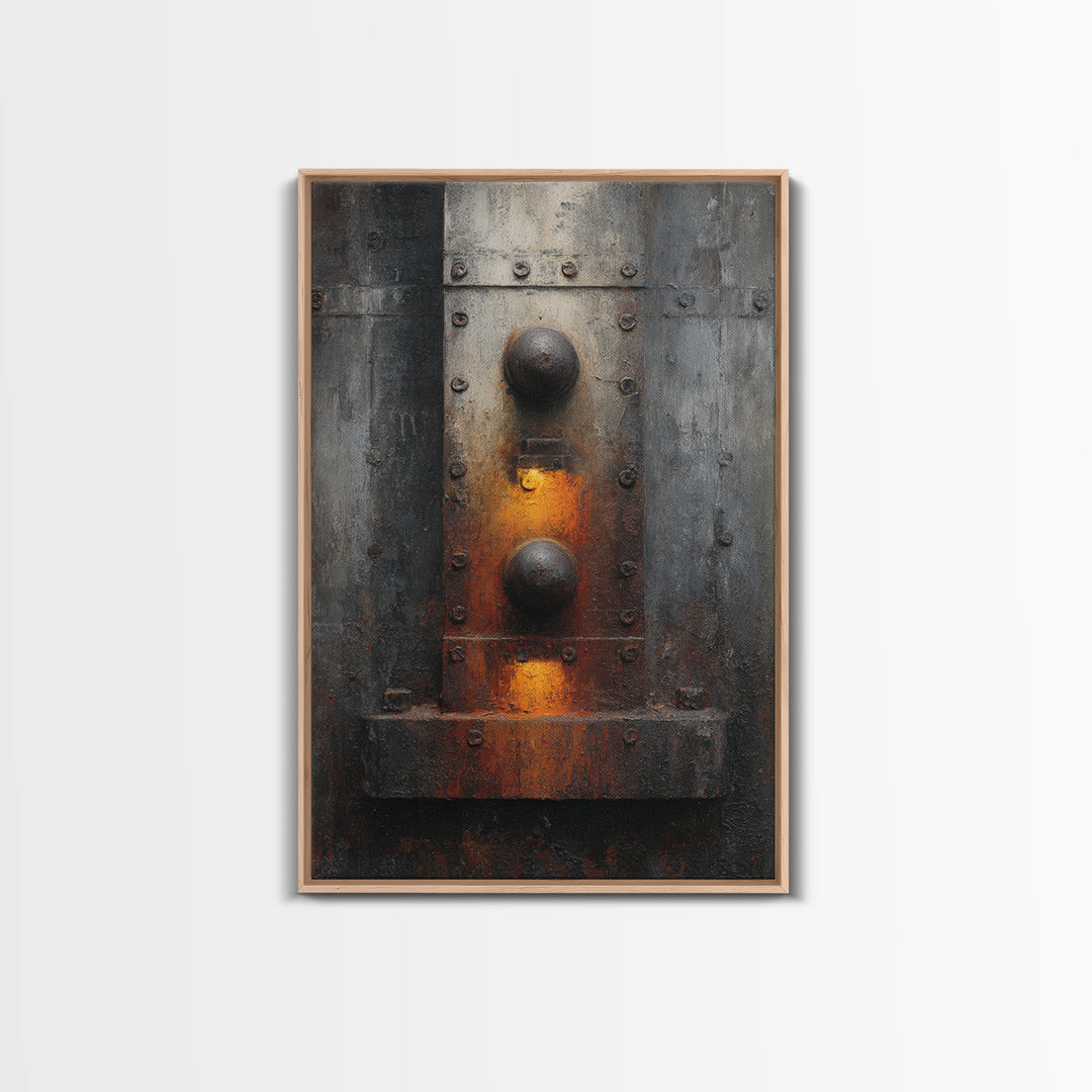 Riveted Metal Panel Texture Study Framed Canvas Print, Industrial Art, Printable Art, Living Room Decor, Fine Art, Foundry, IND-2x3-78
